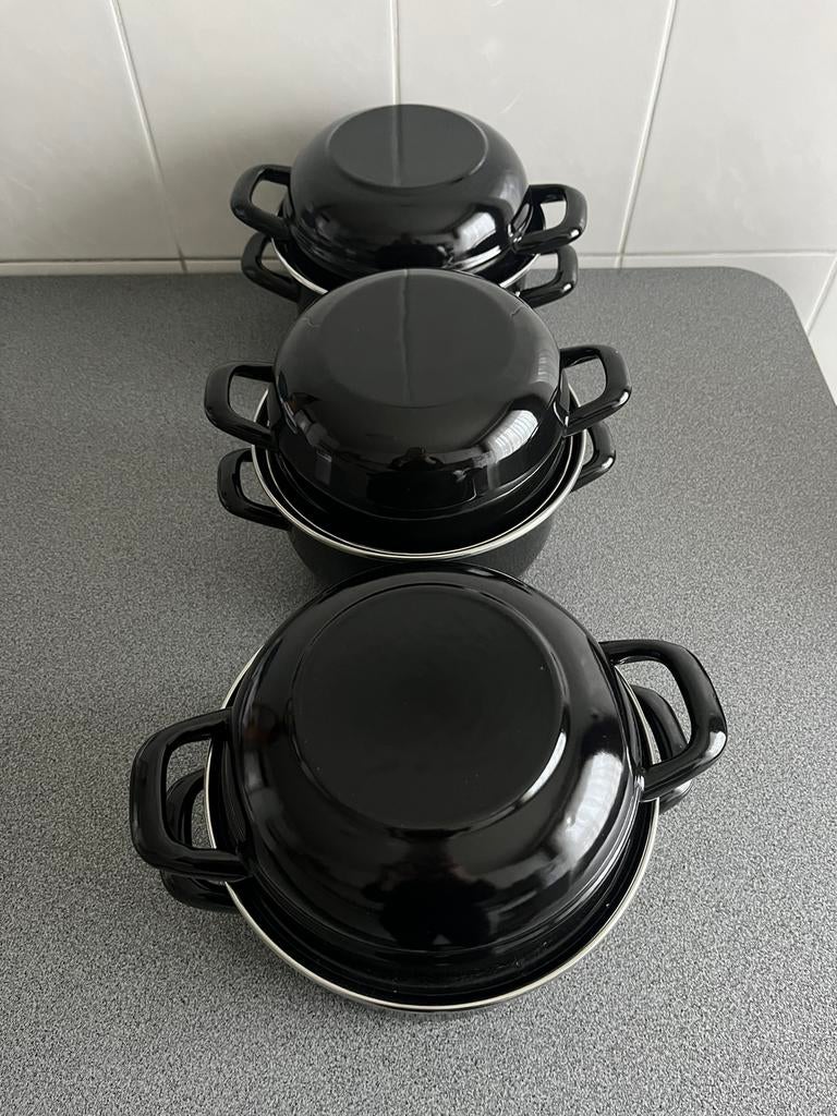 3 x mosselpot, Huis en Inrichting, Ophalen of Verzenden, Zo goed als nieuw