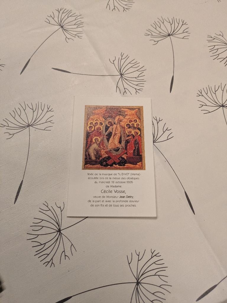 Dp Cecile Vosse, Enlèvement ou Envoi, Image pieuse