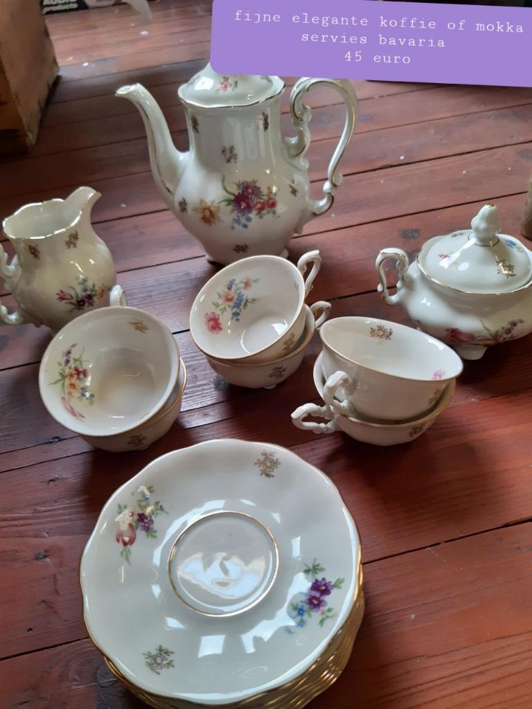 elegant , vintage  mokka of koffie servies 6p, Neuf, Service complet, Enlèvement, Autres matériaux