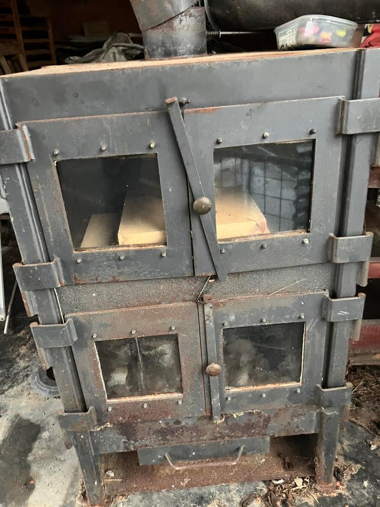 Houtkachel met oven zwart, Huis en Inrichting, Ophalen, Gebruikt, Hout, Houtkachel