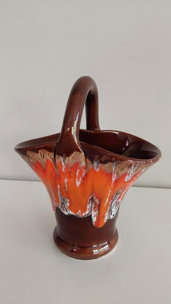 Vintage keramiek druipglazuur mandje / vaasje - Vallauris, Antiek en Kunst, Ophalen of Verzenden
