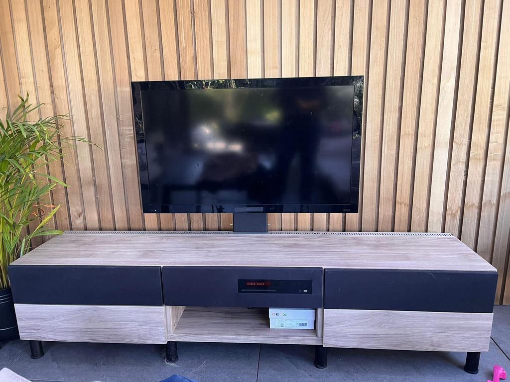 Banc tv 180cm + tv + dvd + baffle, Enlèvement, Comme neuf