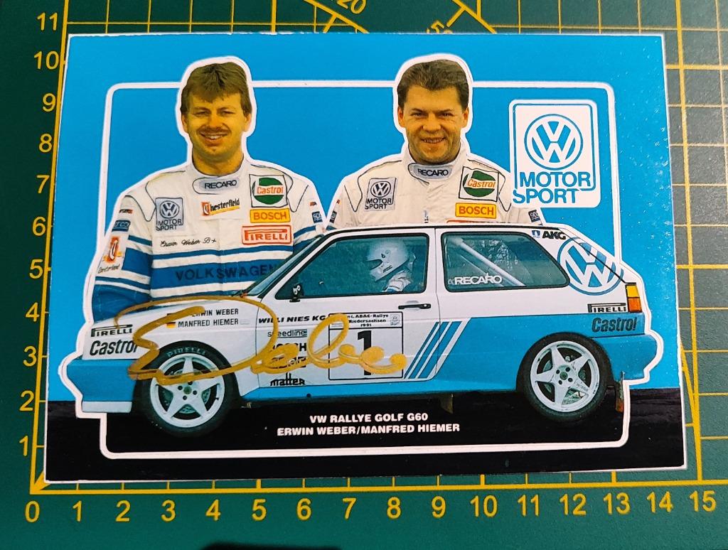 Signed sticker VW Golf G60 Weber-Hiemer German champion 1991, Enlèvement ou Envoi, Comme neuf