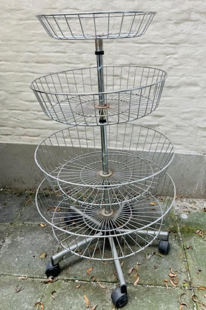 zilverkleurig rond rek / etagere, Huis en Inrichting, Ophalen, Gebruikt