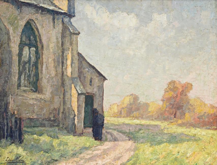 Louis Clesse (1889-1961): Naar de kerk (O/D, 80 x 63 cm), Antiek en Kunst, Ophalen of Verzenden