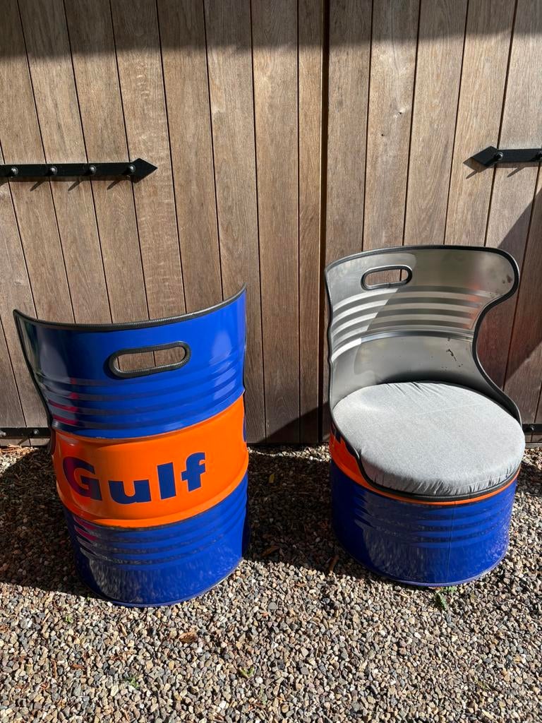 Chaises Gulf Mancave Paddock Oil Baril, Enlèvement, Comme neuf
