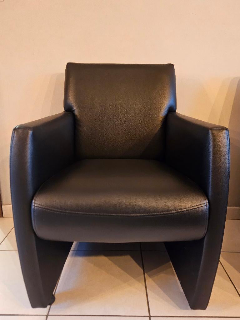 Eetkamer stoelen - set van 6 zeteltjes op wieltjes, Huis en Inrichting, Ophalen, Gebruikt, Zwart, Leer