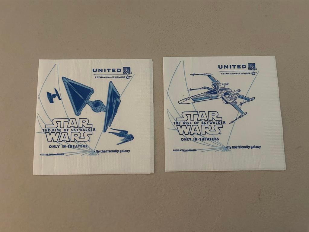 2 servetten Star Wars / United Airlines - 2019, Verzamelen, Ophalen of Verzenden, Zo goed als nieuw