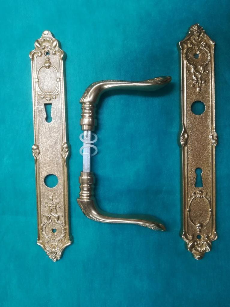 Deurkruk en plaat van massief messing, Doe-het-zelf en Bouw, Ophalen of Verzenden, Nieuw, Koper of Messing