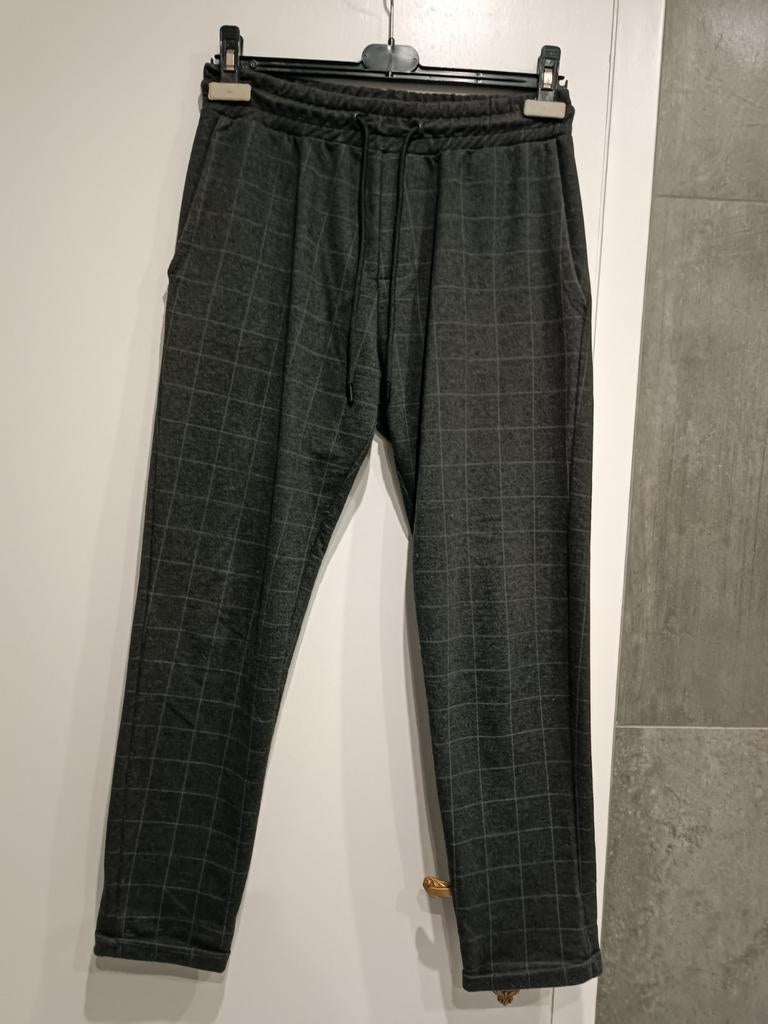 Pantalon à carreaux en coton à lacer Pull & Bear, Enlèvement ou Envoi, Porté, Gris