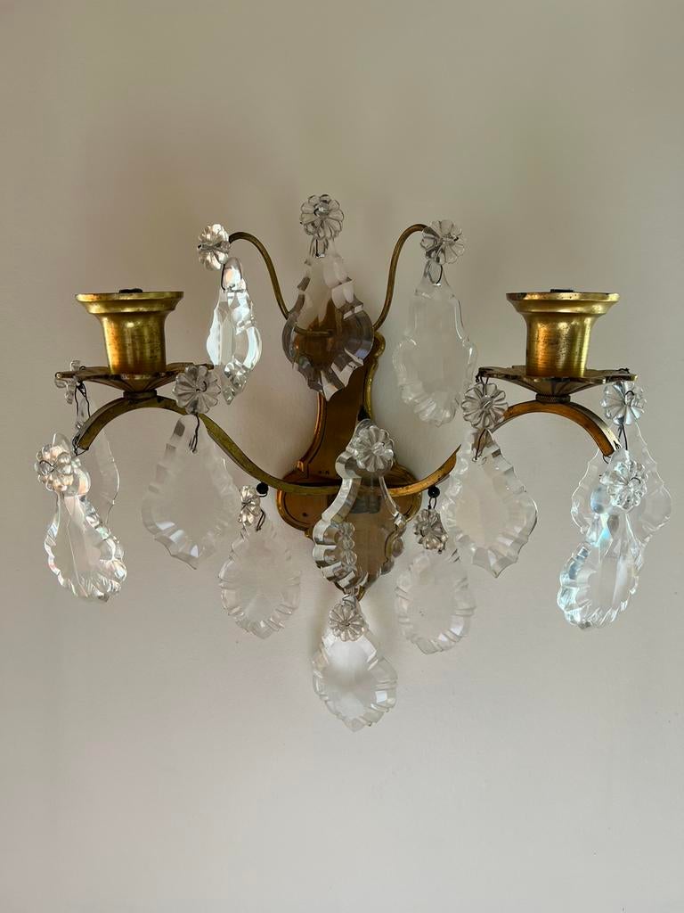 Kristallen wandlamp voor kaarsen, Antiek en Kunst, Ophalen