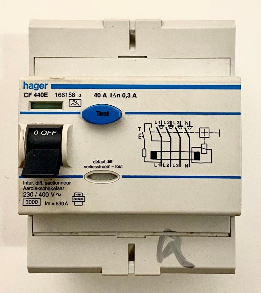 Interrupteur de perte de courant Hager CF 440E 40A - 4P, Enlèvement ou Envoi, Utilisé, Autres types