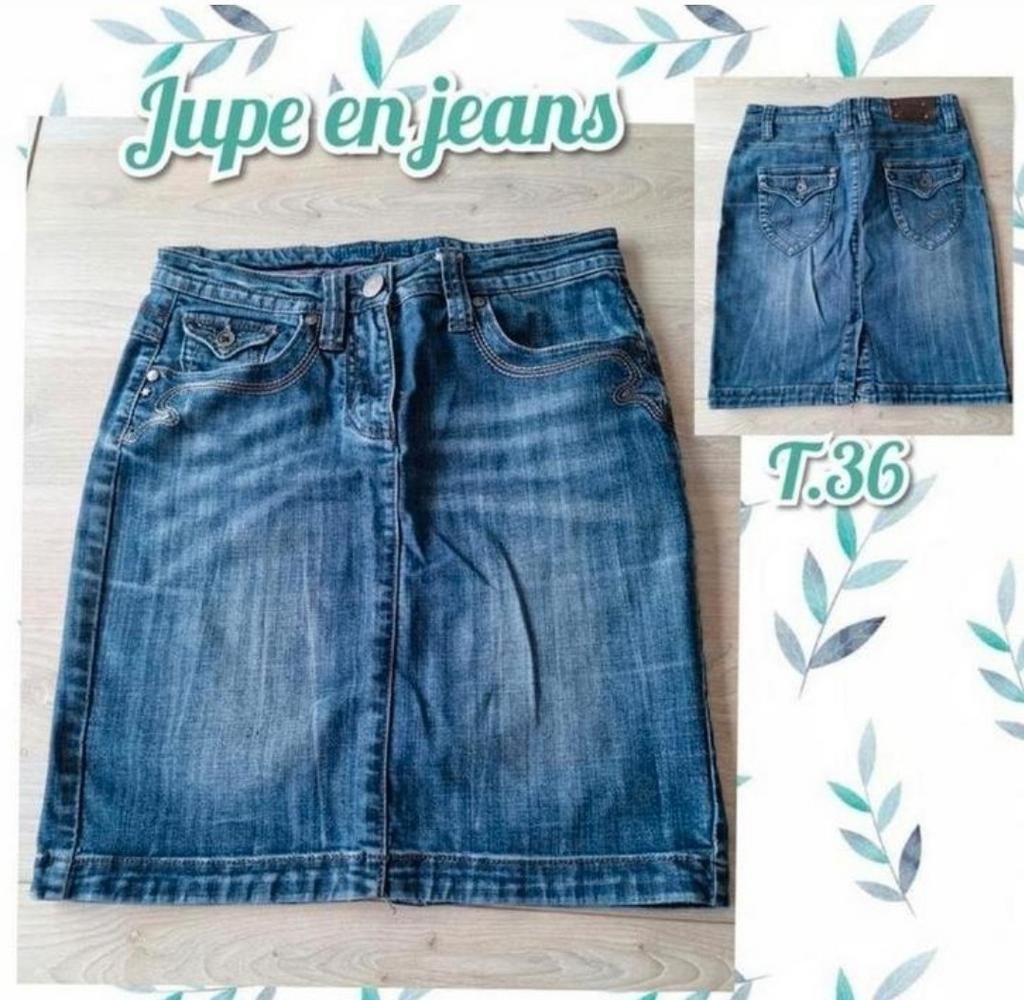Jupe en jeans pour femme-bleu-T.36, Enlèvement ou Envoi, Porté, Bleu, Au-dessus du genou