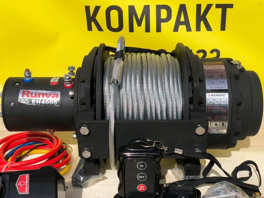 Hijslier 1,8 Ton 12 V 24V KOMPAKT ME 18 24,5mkabel 9.2mm, Envoi, Neuf
