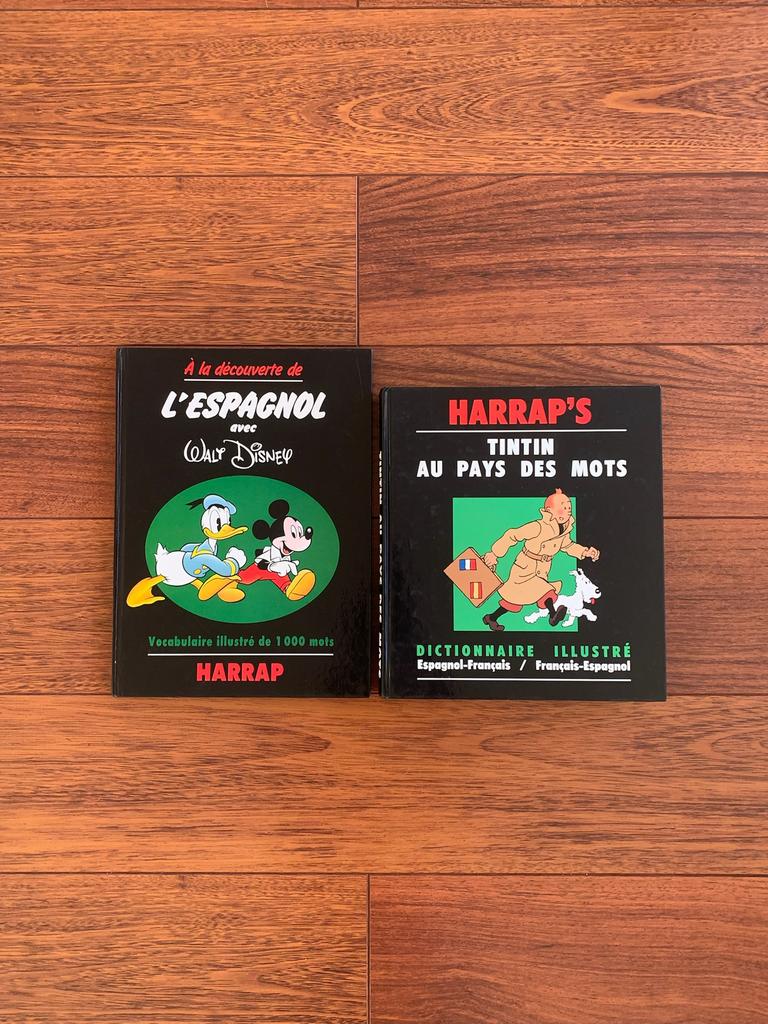 Lot 2 Dictionnaires HARRAP Français-Espagnol (Tintin/Disney), Livres, Enlèvement ou Envoi