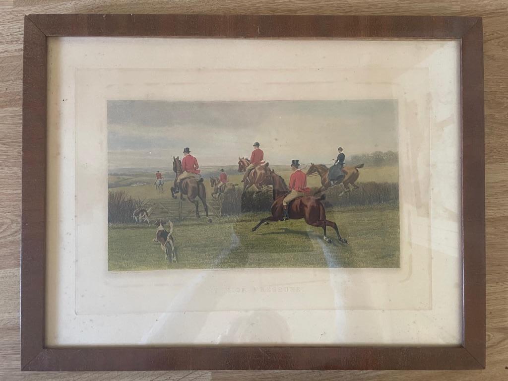 2 mooie vintage jachtprenten (fox hunting), Antiek en Kunst, Ophalen