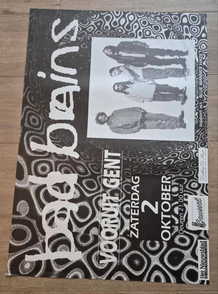 Concert poster Bad Brains -Vooruit Gent- zaterdag 2 ocktober, Verzamelen, Ophalen of Verzenden, Zo goed als nieuw, Muziek