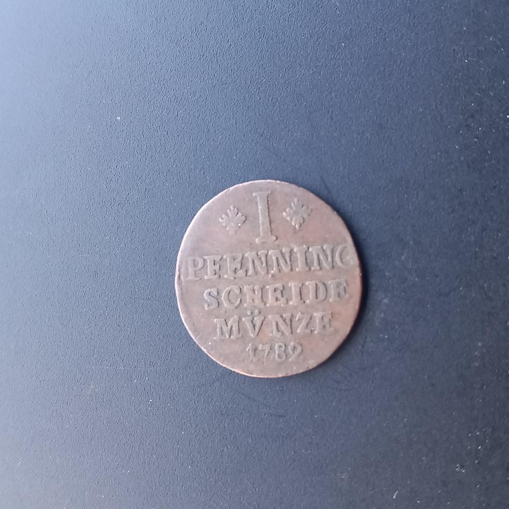1 pfennig scheide munze 1782 Carolus, Ophalen of Verzenden