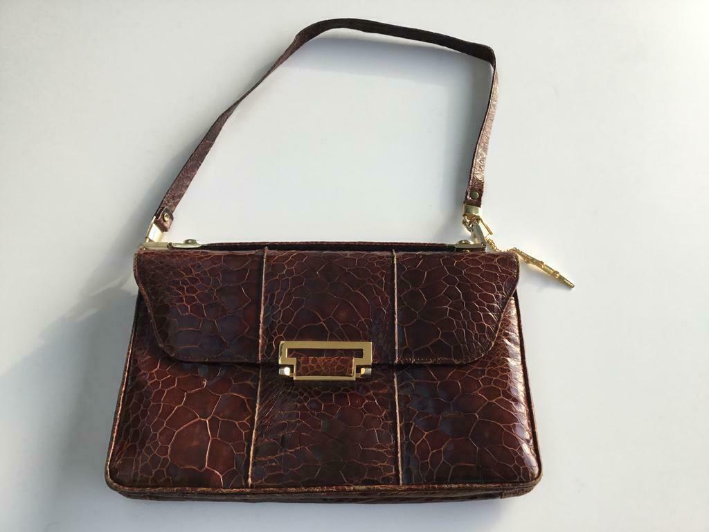 Sac à main/sac à bandoulière vintage MIRFOR, Enlèvement ou Envoi, Utilisé, Brun, Sac à main