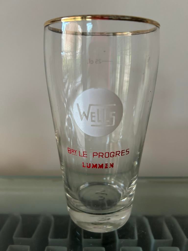 Bierglas Wells brouwerij Le Progres Lummen, Ophalen, Zo goed als nieuw