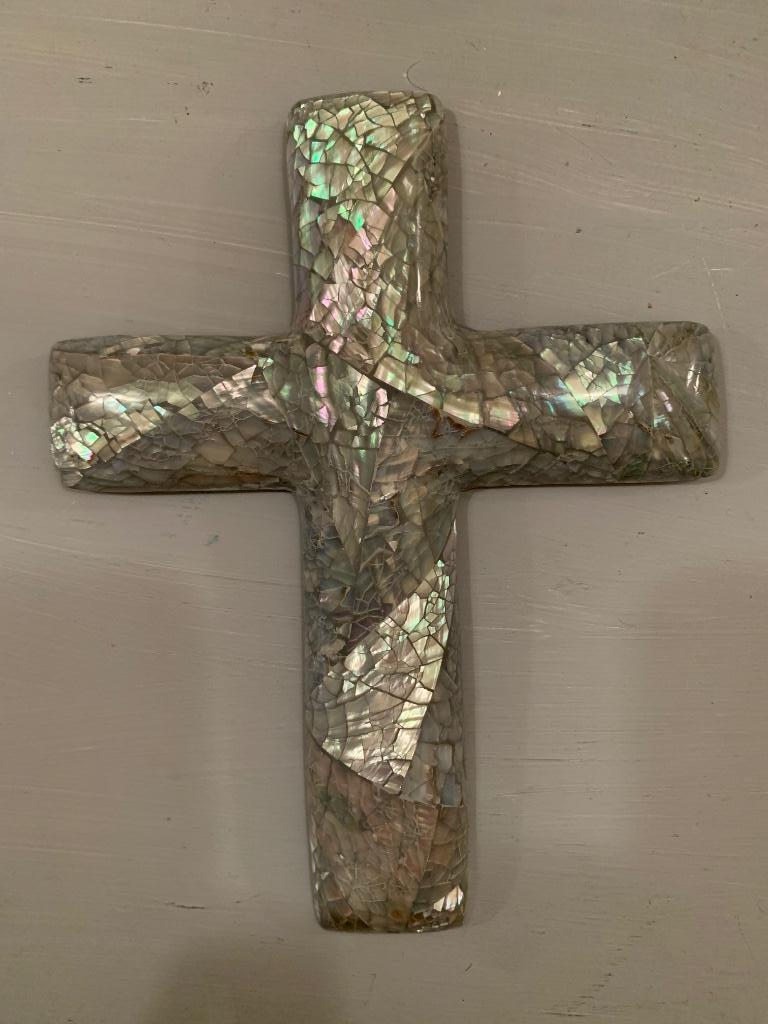 Kruisje wand in Mother of pearl schelp, Antiek en Kunst, Ophalen of Verzenden
