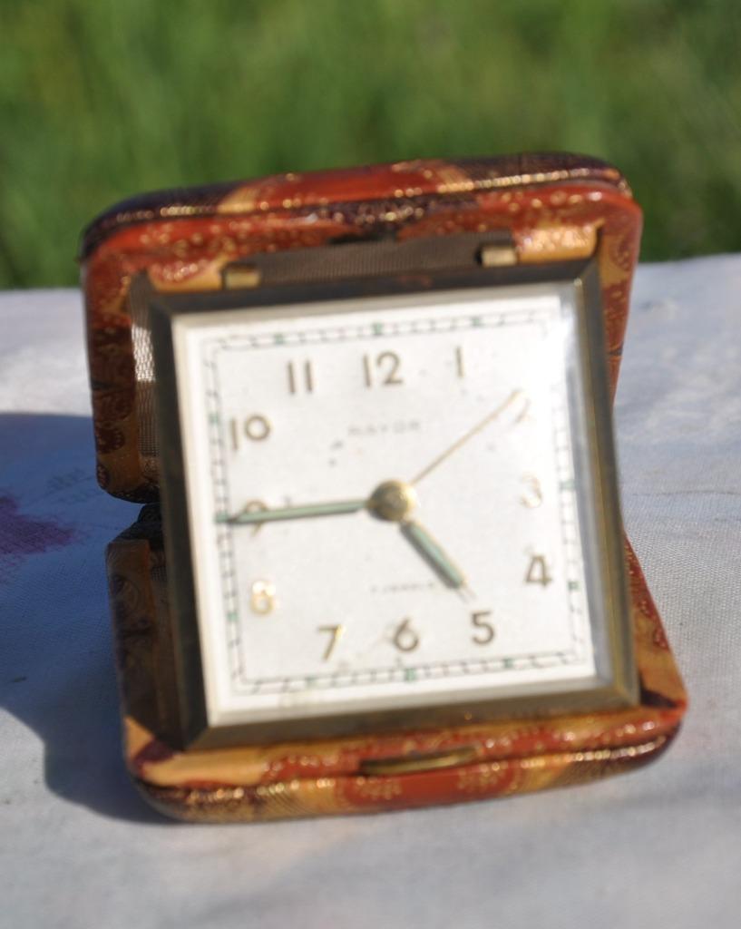 reveil de voyage rayor motif boitier brun et doré, Enlèvement ou Envoi