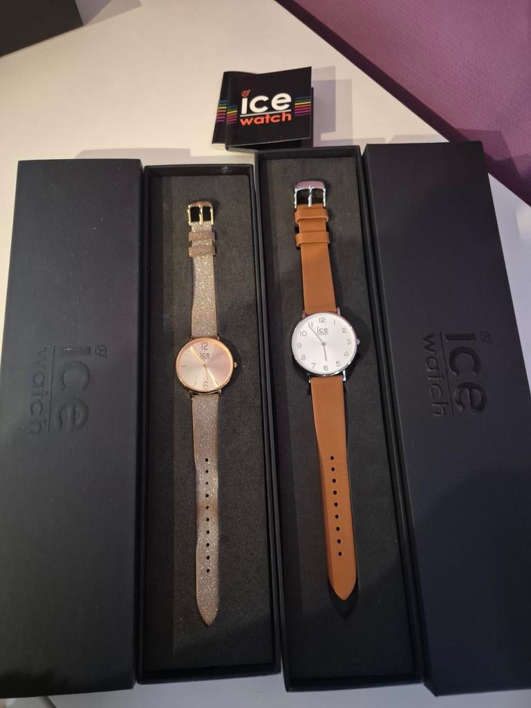 Montre icewatch, Handtassen en Accessoires, Horloges | Dames, Gebruikt, Polshorloge, Overige merken, Staal, Leer, Ophalen of Verzenden