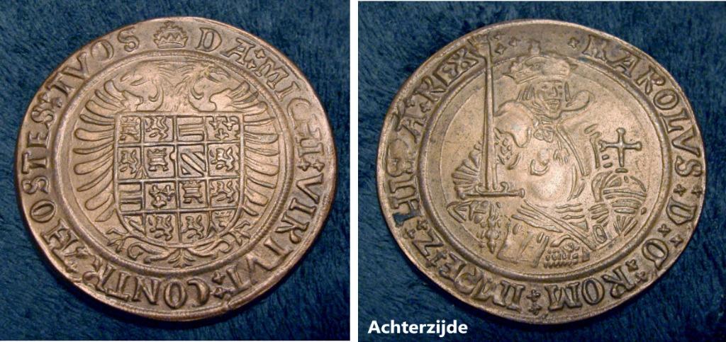 Naslagmedaille kopie gouden Florijn met keizer Karel, Postzegels en Munten, Verzenden, Brons