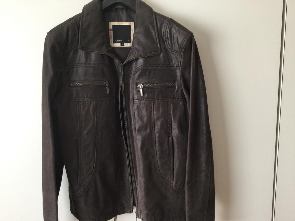 Leder jas zomer bruin, Ophalen, Maat 52/54 (L), Bruin