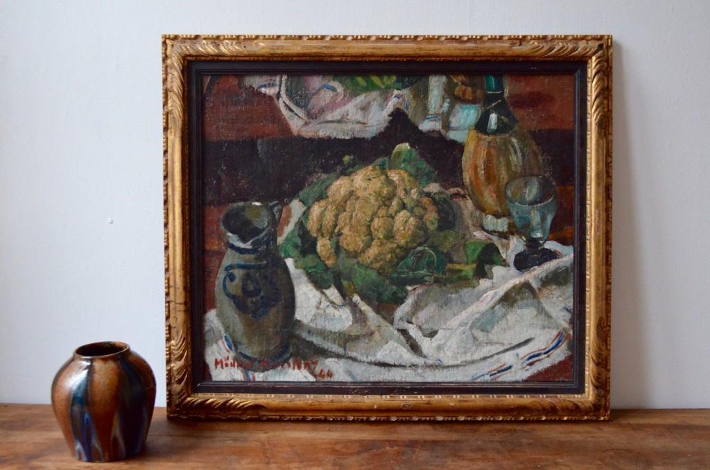 Nature morte au chou-fleur de Médard Maertens tableau Belge, Ophalen