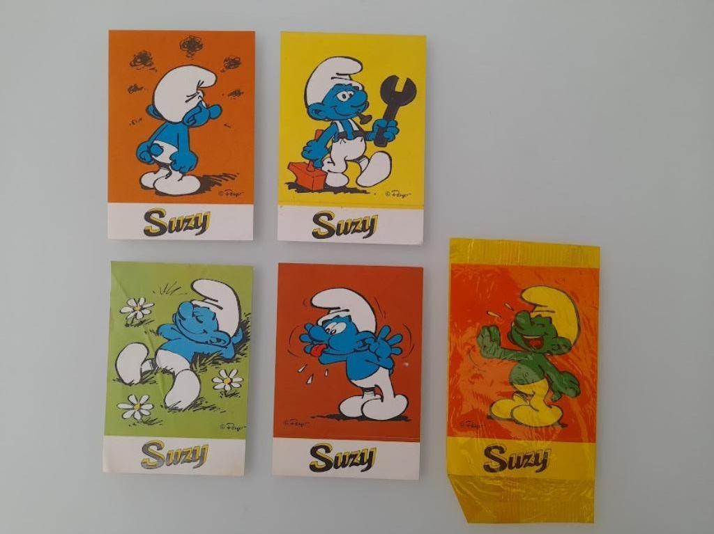 Stickers De Smurfen Suzy wafels 1977, Envoi, Utilisé, Plusieurs autocollants