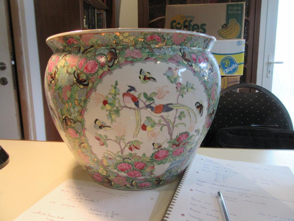 aquarium en porcelaine de Canton sur tabouret, Enlèvement ou Envoi
