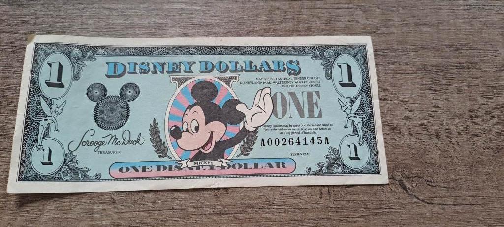 Disney 1 Dollars Anaheim 1990 Série A002641445A, Enlèvement ou Envoi, Mickey Mouse, Comme neuf, Autres types