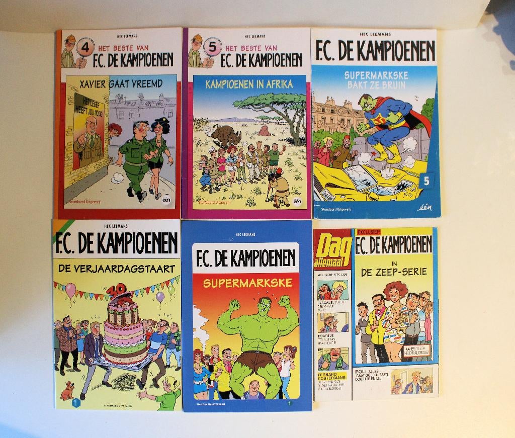 6 strips van F.C. de Kampioenen, verschillende edities, Boeken, Gelezen, Hec Leemans, Ophalen of Verzenden, Meerdere stripboeken