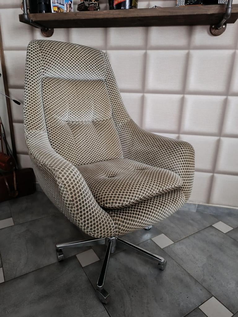 Fauteuil vintage pivotant sur roulettes space age, Huis en Inrichting, Fauteuils, Zo goed als nieuw, Ophalen of Verzenden