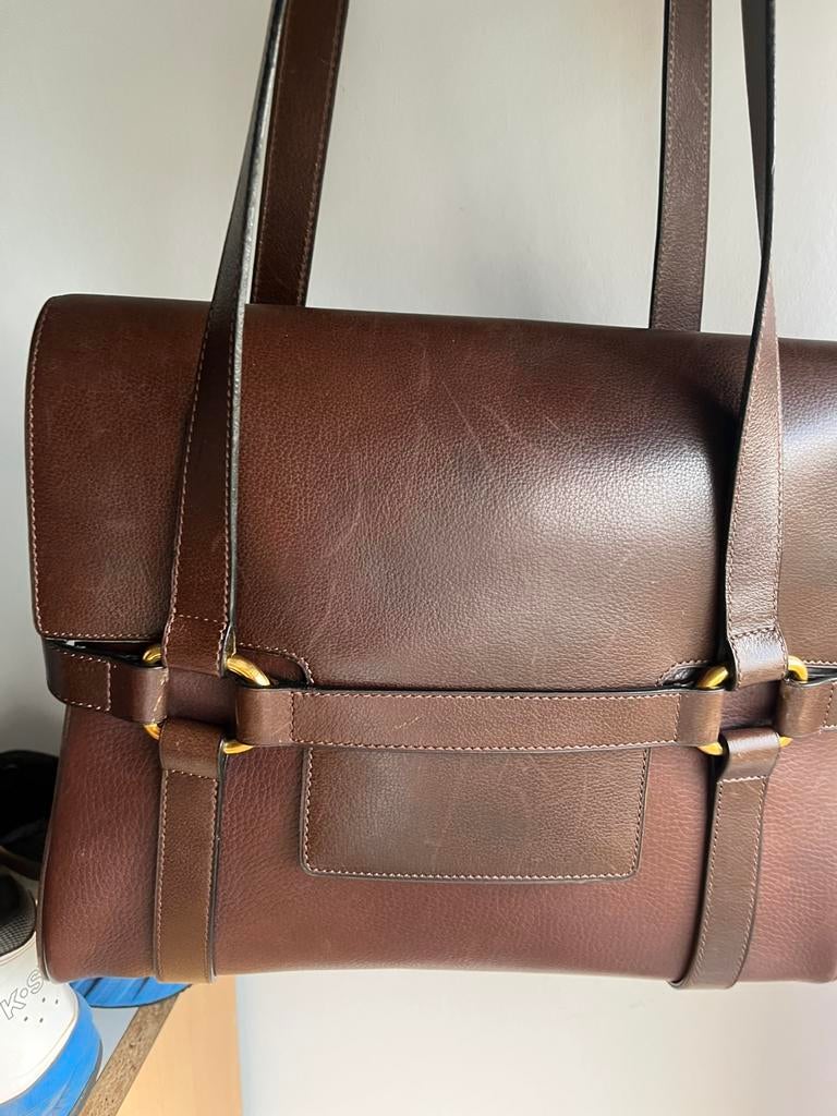 Sac à main Delvaux en très bon état, Enlèvement ou Envoi, Utilisé, Brun, Sac à bandoulière