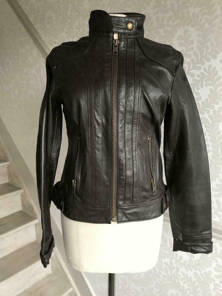 Mango Bruine Lederen Jas, Kleding | Dames, Jassen | Winter, Maat 38/40 (M), Mango, Bruin, Ophalen of Verzenden