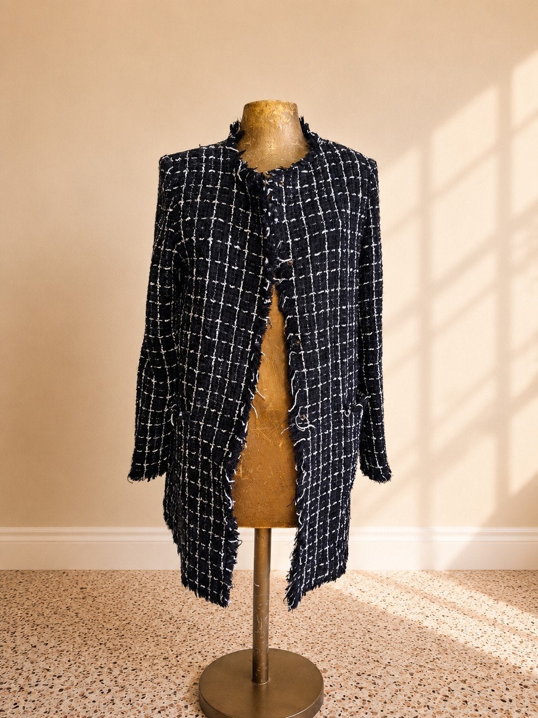 Mango TS36 Blazerjack van katoen/wol en tweed met drukknopen, Kleding | Dames, Mango, Wit, Ophalen of Verzenden, Zo goed als nieuw