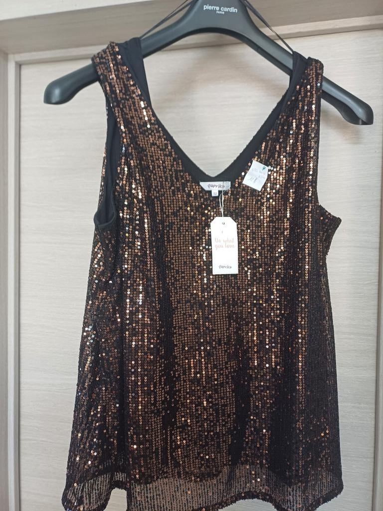 Top en paprika avec paillettes cuivrées T 52 avec étiquette, Paprika, Enlèvement ou Envoi