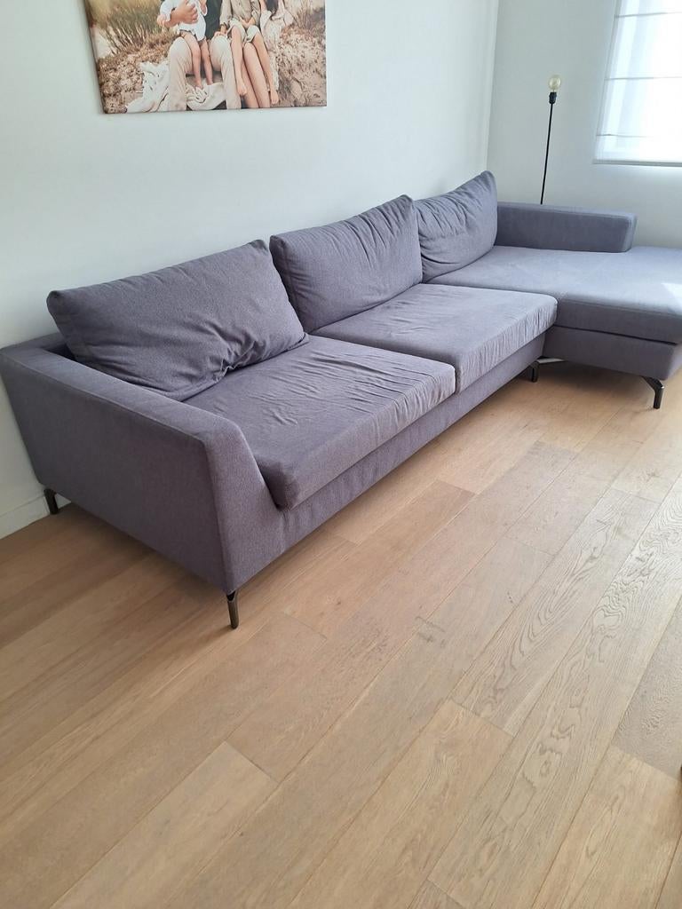 Grijze hoekzetel, Huis en Inrichting, Ophalen, Gebruikt, Stof