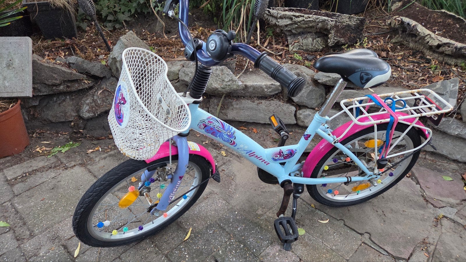 Alpina kinderfiets 16 inch - Roze/Blauw met mandje, Vélos & Vélomoteurs, Vélos | Filles, Alpina Meisjesfiets, Enlèvement, Utilisé