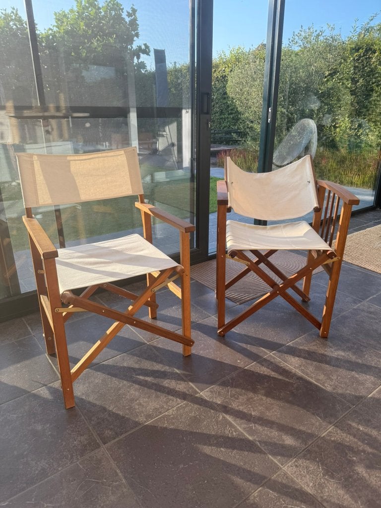 2 chaises de réalisateur, pliables, Maison & Meubles, Chaises, Enlèvement ou Envoi, Geen idee, Deux, Utilisé