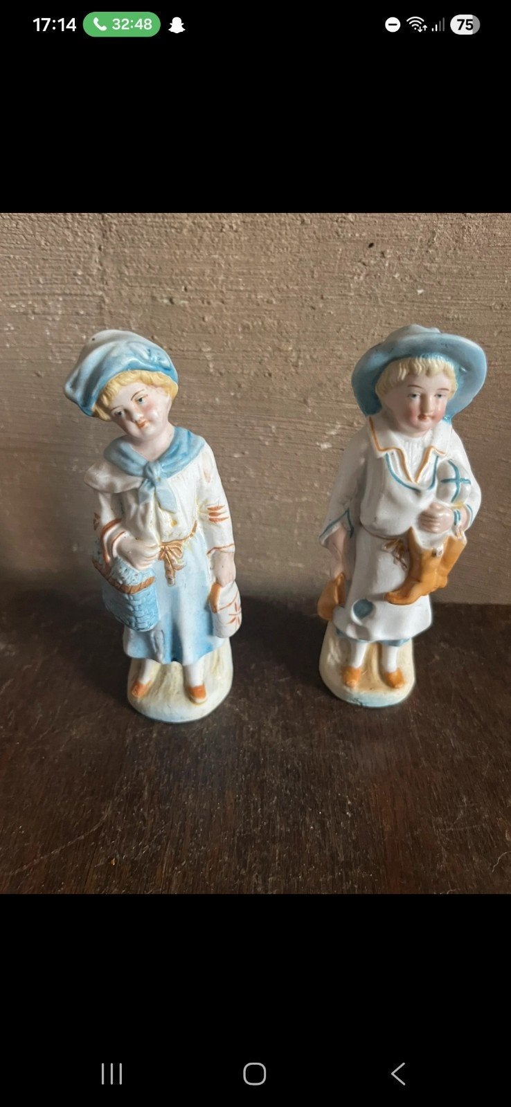 Paire de Statuettes Anciennes en Biscuit / Porcelaine Mat –, Enlèvement ou Envoi, Utilisé, Humain
