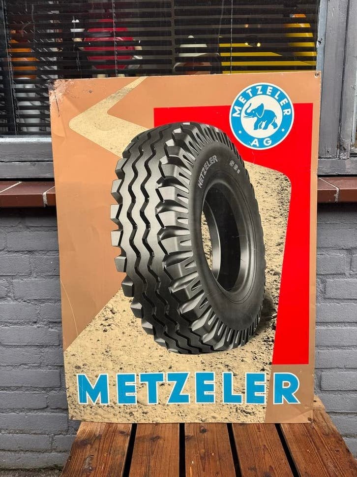 Vintage Metzeler AG Reclamebord, Collections, Marques & Objets publicitaires