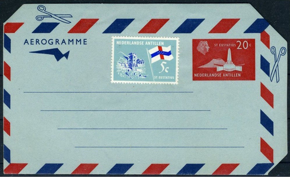 NL. ANTILLES Aerogramme 20 cents + 5 cents non utilisés -1, Timbres & Monnaies, Timbres | Antilles néerlandaises, Envoi, Non oblitéré
