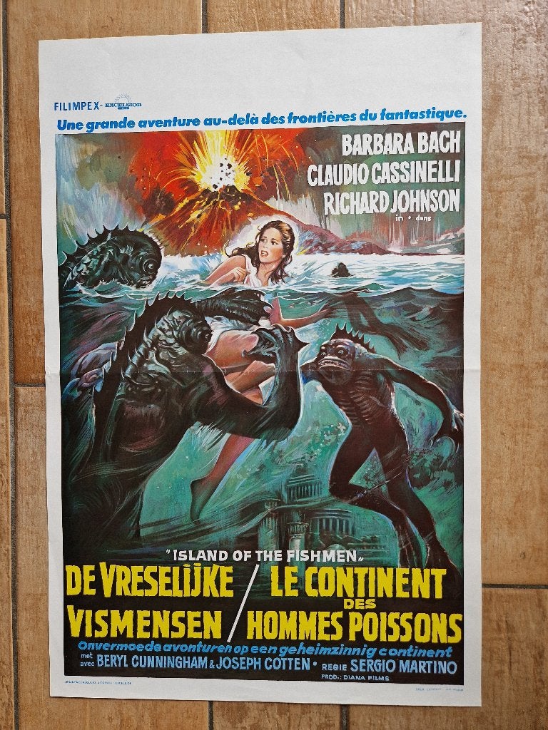 filmaffiche Island Of The Fishmen 1979 filmposter, Rechthoekig Staand, Ophalen of Verzenden, Zo goed als nieuw, A1 t/m A3