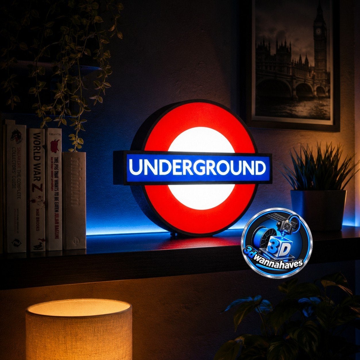 Faites entrer l'atmosphère emblématique du métro de Londres, Enlèvement ou Envoi, Neuf, Table lumineuse ou lampe (néon)