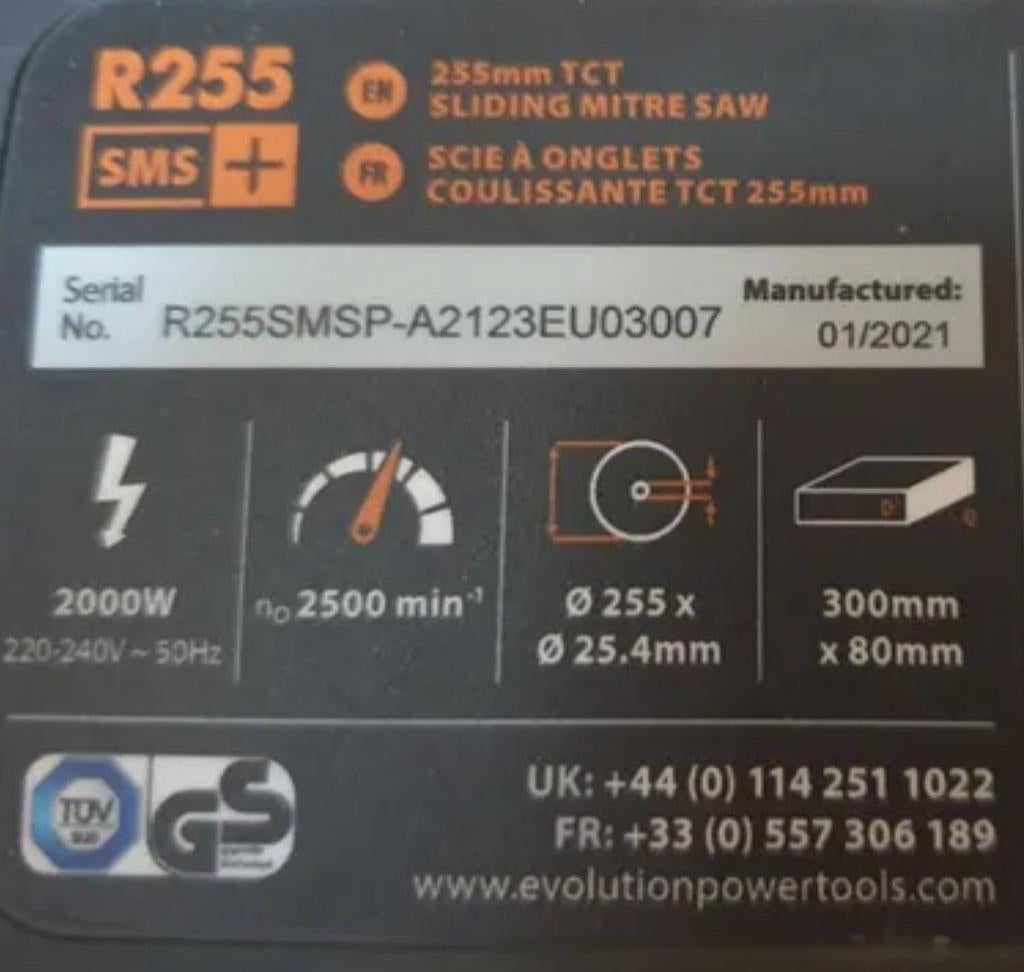 Scie à onglet evolution tools 255+, Scie à onglet