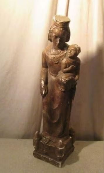 Prachtig Antiek Beeld - Maria en Jezus - Burchtgravinne, Ophalen of Verzenden