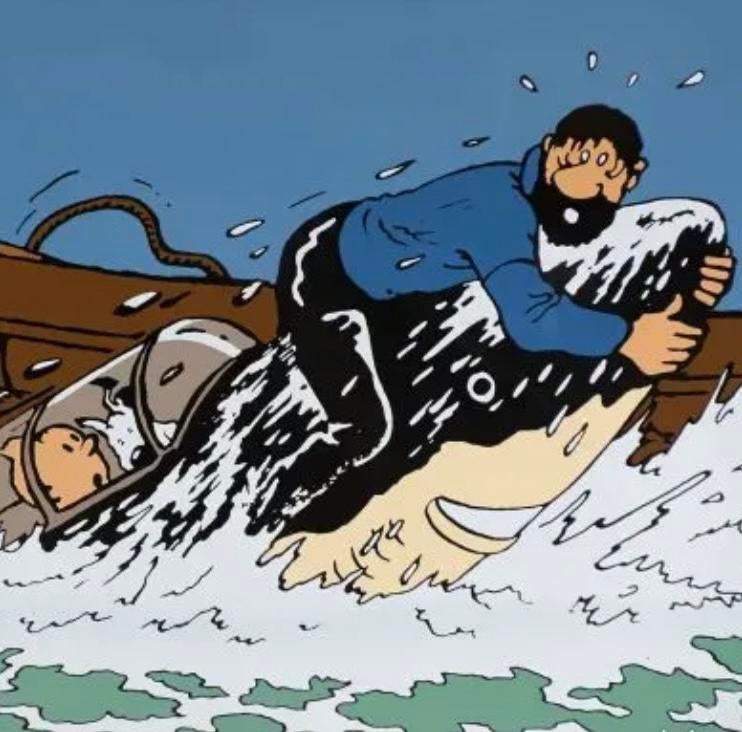 Tintin Plaque émaillée : « Le Trésor de Rackham le Rouge «, Enlèvement, Tintin, Comme neuf